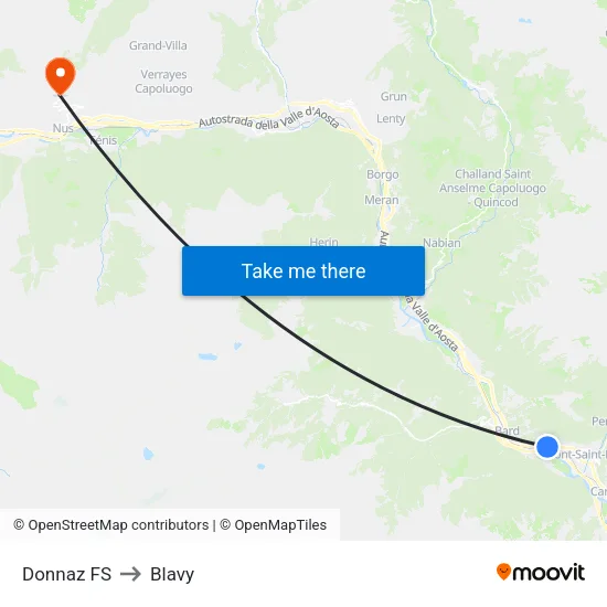 Donnaz Railway Station to Blavy map