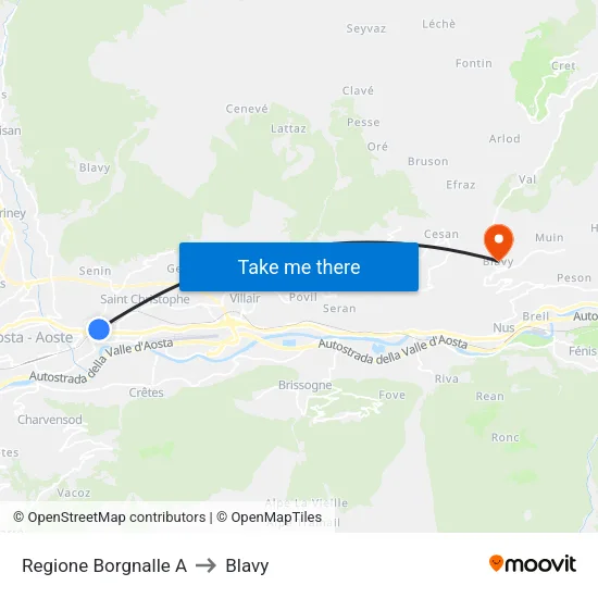 Borgnalle Region A to Blavy map