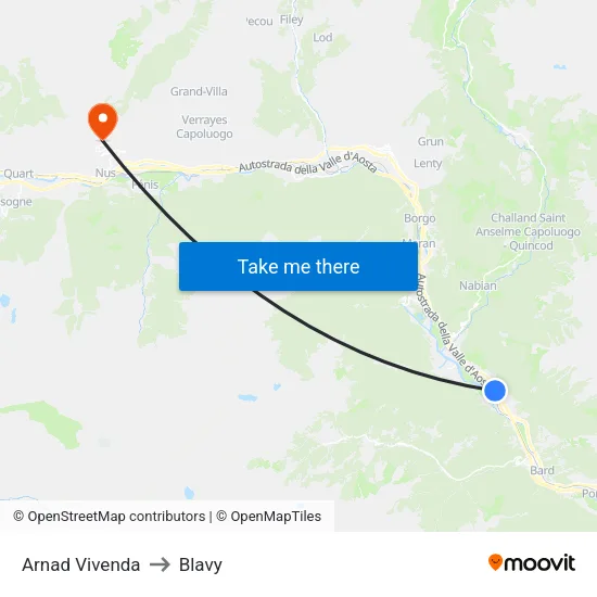 Arnad Vivenda to Blavy map