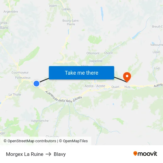 Morgex La Ruine to Blavy map