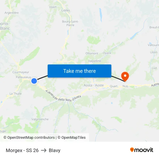 Morgex - Highway 26 to Blavy map