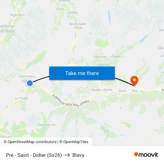 Pré - Saint - Didier (SS26) to Blavy map
