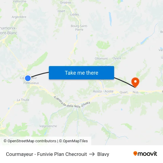 Courmayeur - Plan Checrouit Cable Cars to Blavy map