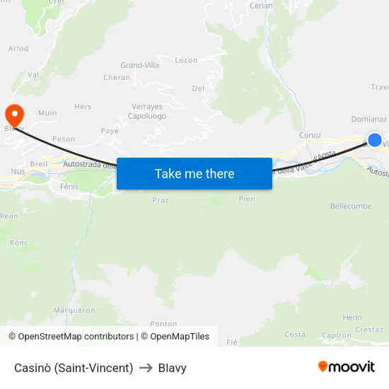 Casino (Saint-Vincent) to Blavy map