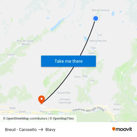 Carosello to Blavy map
