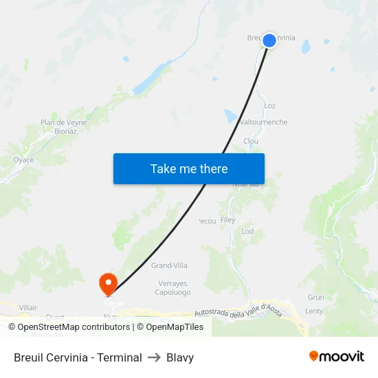 Breuil Cervinia - Terminal to Blavy map