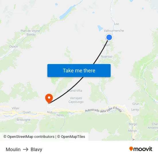 Moulin to Blavy map
