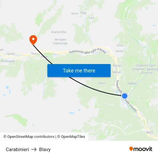 Carabinieri to Blavy map