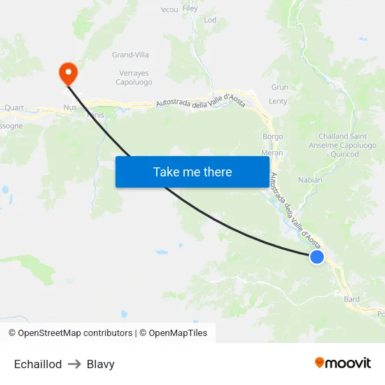 Echaillod to Blavy map