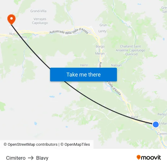 Cemetery to Blavy map