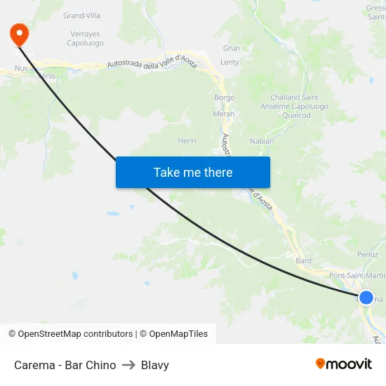 Carema - Bar Chino to Blavy map