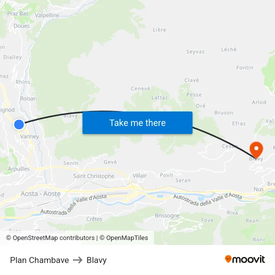Plan Chambave to Blavy map
