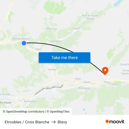 Etroubles / White Cross to Blavy map