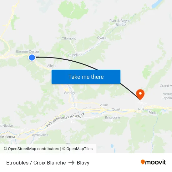 Etroubles / White Cross to Blavy map