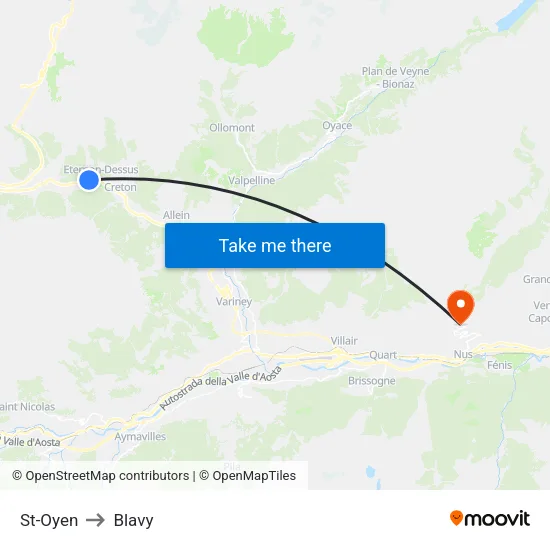 St-Oyen to Blavy map