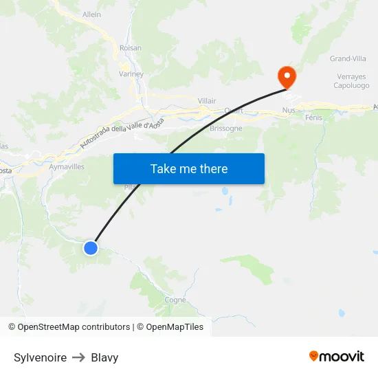 Sylvenoire to Blavy map
