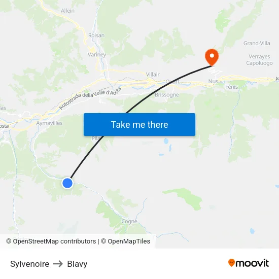 Sylvenoire to Blavy map