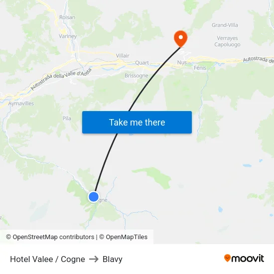 Hotel Valee / Cogne to Blavy map