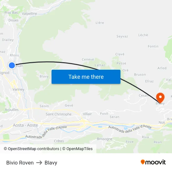 Roven Junction to Blavy map