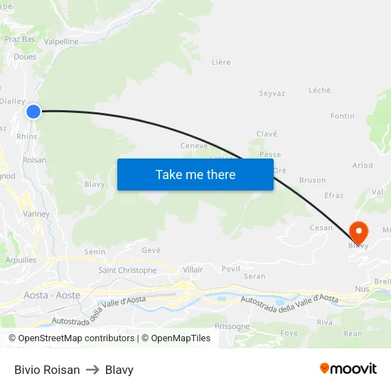 Roisan Junction to Blavy map