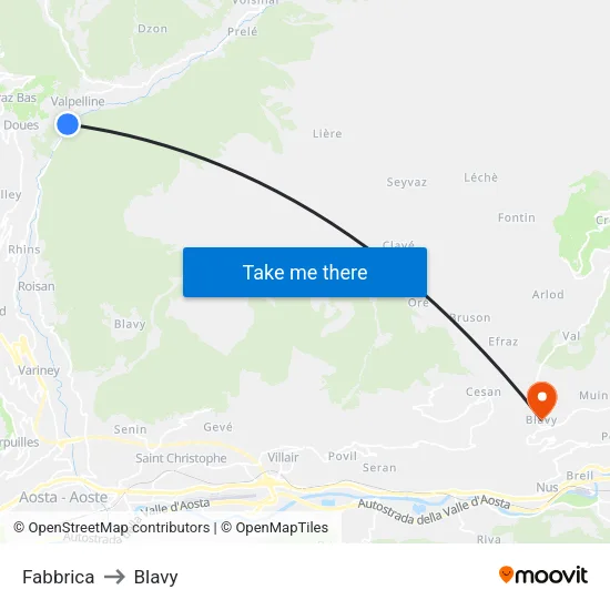 Fabbrica to Blavy map