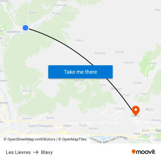 Les Lievres to Blavy map