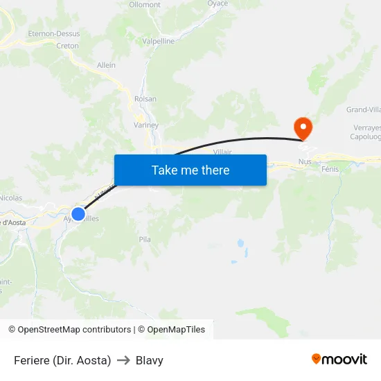 Feriere (Aosta Direction) to Blavy map