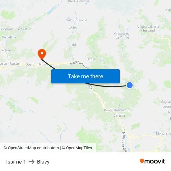 Issime 1 to Blavy map