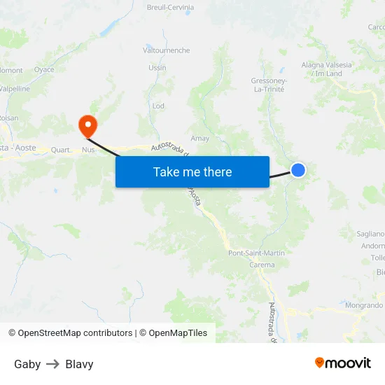 Gaby to Blavy map