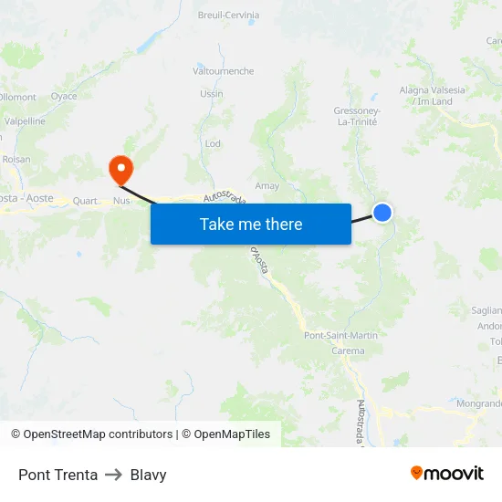 Pont Trenta to Blavy map