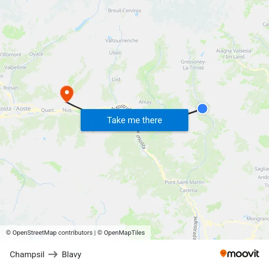 Lower Tschossil to Blavy map