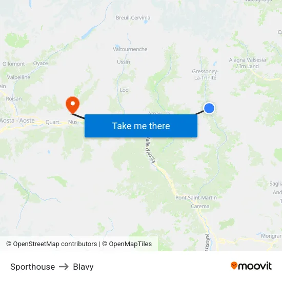 Sports House to Blavy map