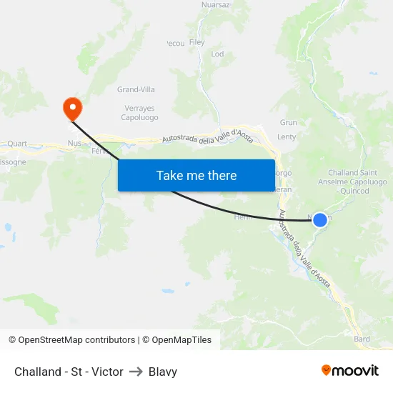 Challand - St - Victor to Blavy map