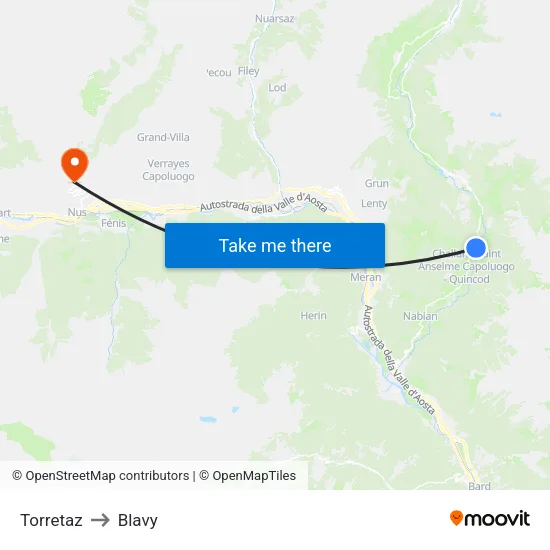 La Torretaz to Blavy map