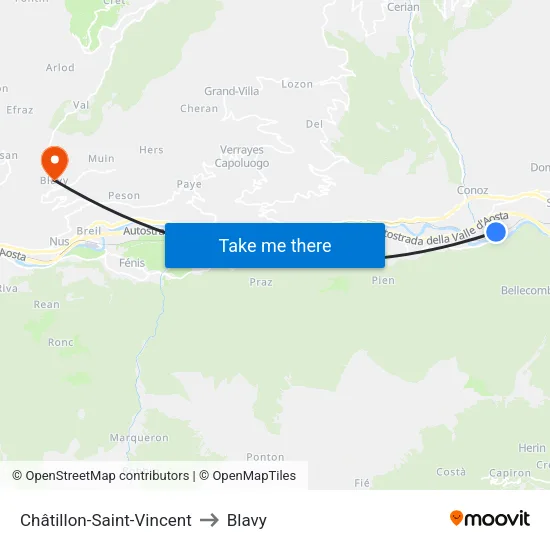 Châtillon-Saint-Vincent to Blavy map