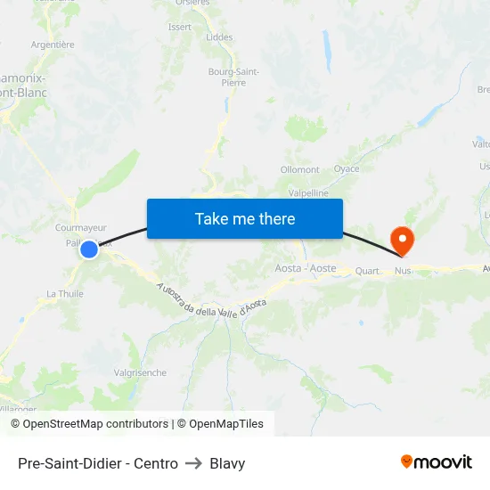 Pre-Saint-Didier - Center to Blavy map