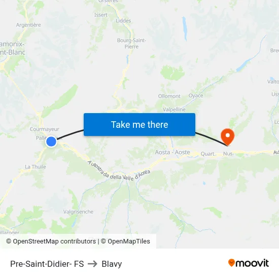 Pre-Saint-Didier - Railway Station to Blavy map