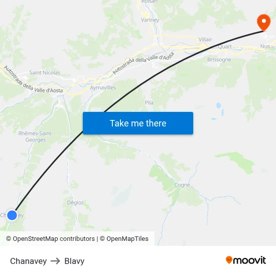 Chanavey to Blavy map