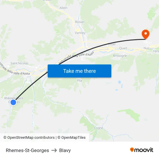 Rhemes-St-Georges to Blavy map