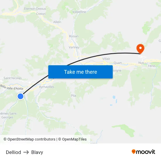 Delliod to Blavy map