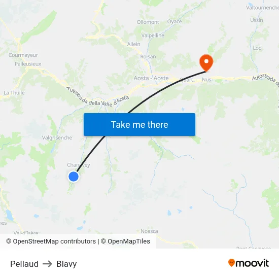 Pellaud to Blavy map