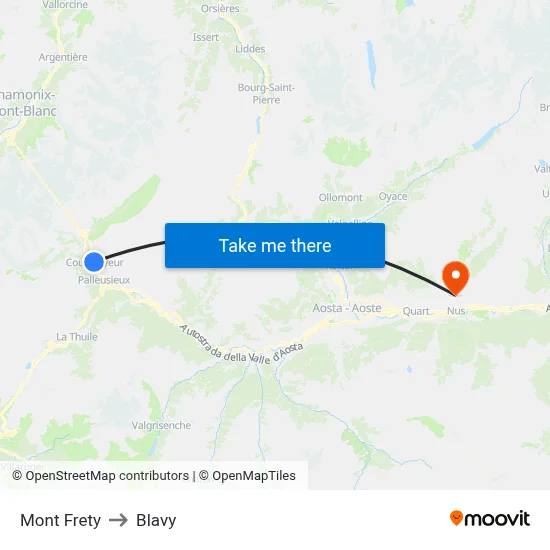 Mont Frety to Blavy map