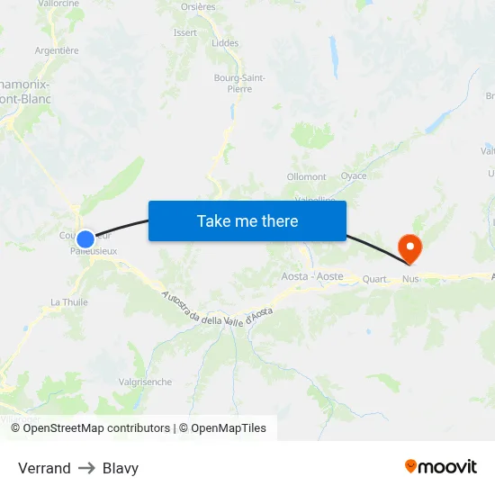 Verrand to Blavy map