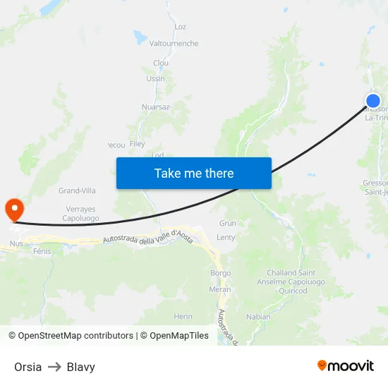 Orsia to Blavy map