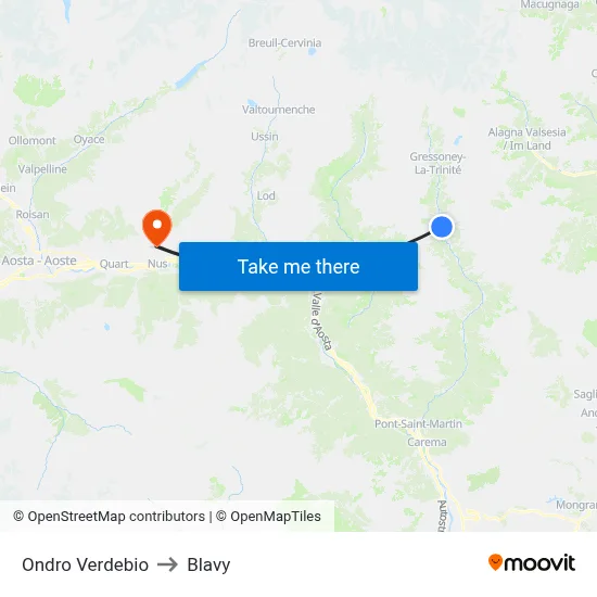 Lower Verdebio to Blavy map