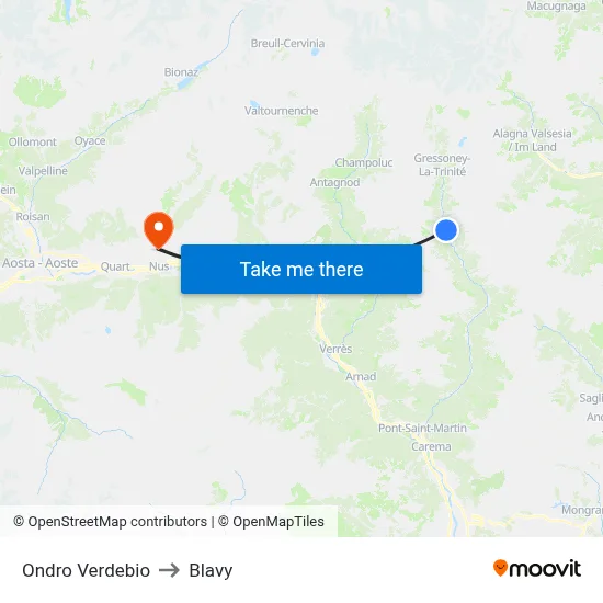 Lower Verdebio to Blavy map