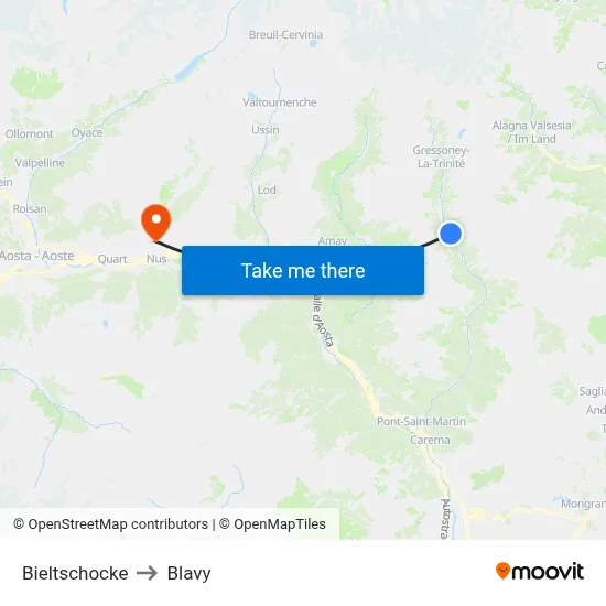 Bieltschocke to Blavy map