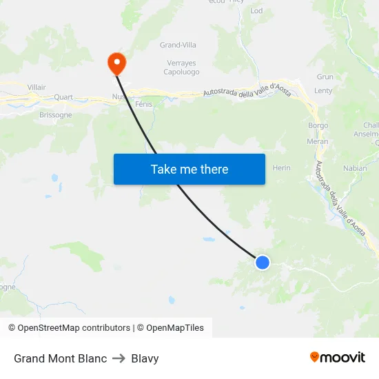 Grand Mont Blanc to Blavy map