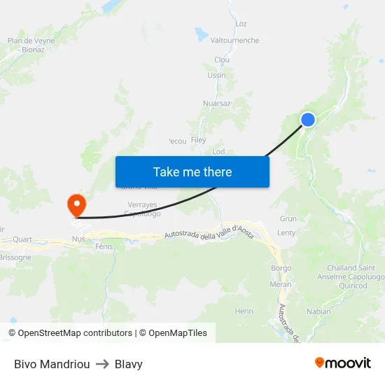 Mandriou Junction to Blavy map