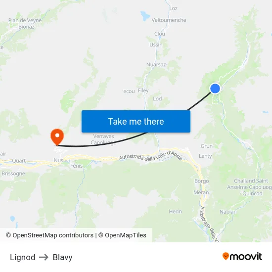 Lignod to Blavy map